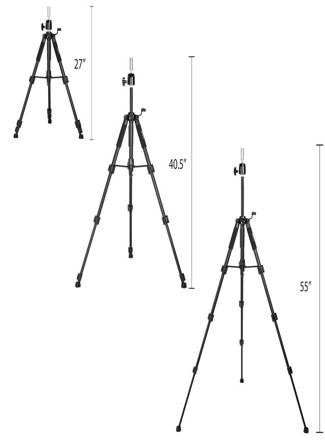 GEXWORLDWIDE 55" Mannequin Tripod Stand Canvas Block Training Doll Manikin Head Wig Stand for Cosmetology Hairdressing (Black) - Image 3